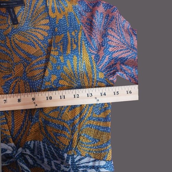 BCBGMAXAZRIA Ivy Floral Print Blocked Tie Front Woven Romper Multicolor Xsmall - Picture 10 of 16